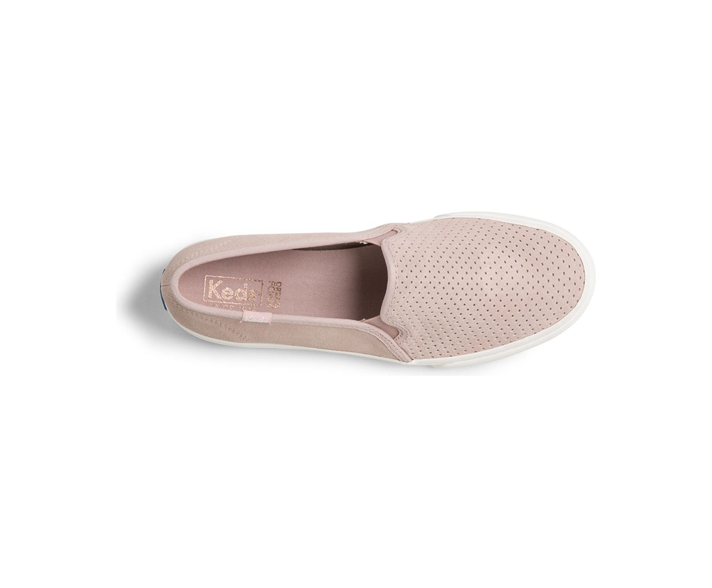 Slip Ons Keds Mujer Rosas - Double Decker Perf Suede - 6209-ICMZO